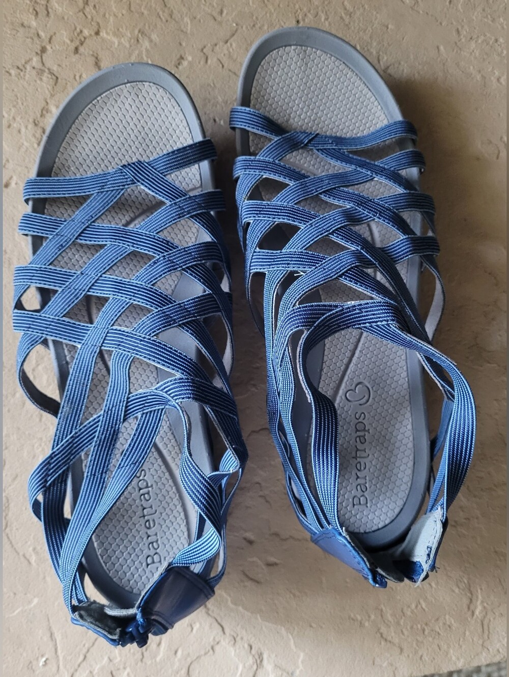 Size 10 M Baretraps Blue Sunya Laser Cut Zip Back Gladiator Comfort Women Sandal - Picture 5 of 7